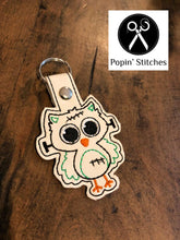 Load image into Gallery viewer, Franken Owl Snap tab (Single and Multi files inlcuded) machine embroidery design DIGITAL DOWNLOAD