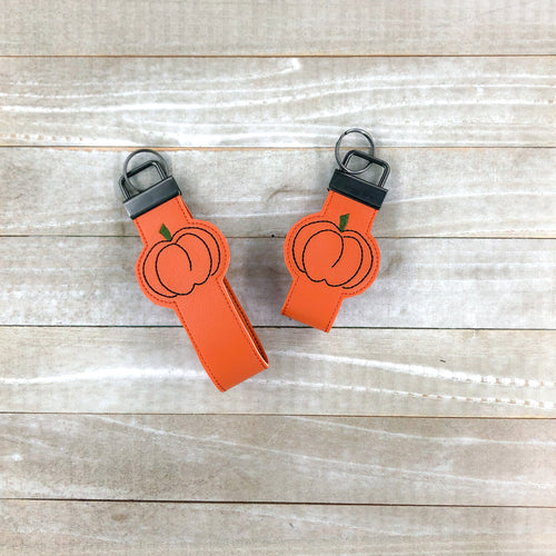 Pumpkin Key fob (5x7 & 6x10 hoop sizes included) machine embroidery design DIGITAL DOWNLOAD
