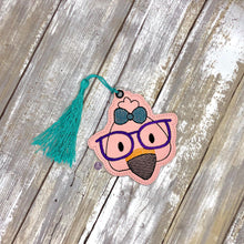 Load image into Gallery viewer, Flamingo Glasses bookmark 4x4 machine embroidery design DIGITAL DOWNLOAD