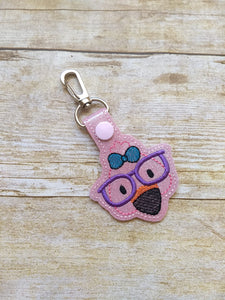 Flamingo Glasses snap tab (single and multi files included) machine embroidery design DIGITAL DOWNLOAD