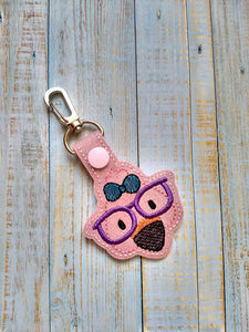 Flamingo Glasses snap tab (single and multi files included) machine embroidery design DIGITAL DOWNLOAD