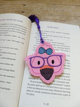 Load image into Gallery viewer, Flamingo Glasses bookmark 4x4 machine embroidery design DIGITAL DOWNLOAD