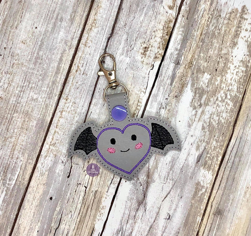 Heart Bat Snap tab machine embroidery design DIGITAL DOWNLOAD