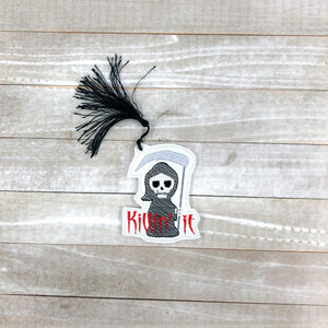Reaper Killin' it Bookmark 4x4 machine embroidery design DIGITAL DOWNLOAD