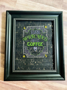 Even Witches need coffee machine embroidery design (4 sizes included) DIGITAL DOWNLOAD