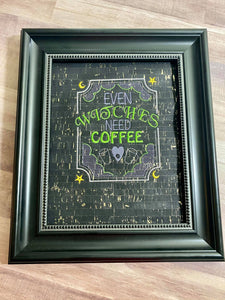 Even Witches need coffee machine embroidery design (4 sizes included) DIGITAL DOWNLOAD