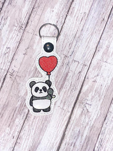 Panda Balloon sketchy snap tab single and multi files included machine embroidery design DIGITAL DOWNLOAD