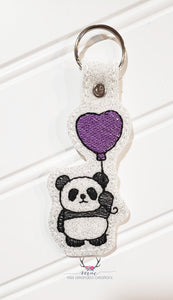 Panda Balloon sketchy snap tab single and multi files included machine embroidery design DIGITAL DOWNLOAD