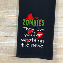 Load image into Gallery viewer, Zombies love you for what's on the inside Machine Embroidery Design 5 sizes included DIGITAL DOWNLOAD
