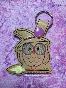 Witch Owl Snap tab single and multi files included machine embroidery design DIGITAL DOWNLOAD