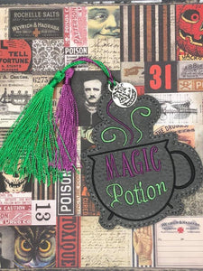 Magic Potion Bookmark/Ornament 4x4 machine embroidery design DIGITAL DOWNLOAD