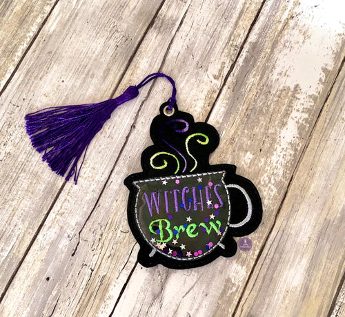 Witches Brew Clear Vinyl Applique Bookmark/ornament 4x4 machine embroidery design DIGITAL DOWNLOAD