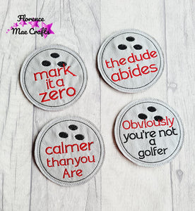 Lebowski Coaster Set of 4 Coaster Machine Embroidery Designs DIGITAL DOWNLOAD