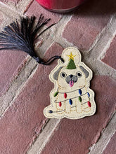 Load image into Gallery viewer, Christmas pug ornament 4x4 machine embroidery design machine embroidery design DIGITAL DOWNLOAD
