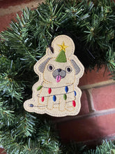Load image into Gallery viewer, Christmas pug ornament 4x4 machine embroidery design machine embroidery design DIGITAL DOWNLOAD