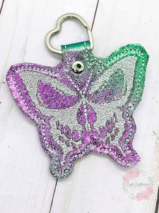 Sketchy Butterfly skull full snap tab Single and multi file included machine embroidery design DIGITAL DOWNLOAD
