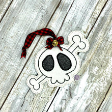 Load image into Gallery viewer, Skull Ornament/bookmark 4x4 machine embroidery design DIGITAL DOWNLOAD