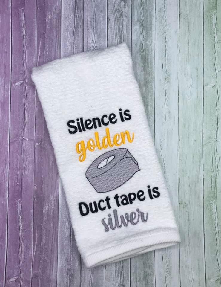 Silence is golden machine embroidery design 4 sizes included DIGITAL DOWNLOAD