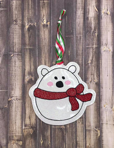 Polar Bear Ornament 4x4 machine embroidery design DIGITAL DOWNLOAD