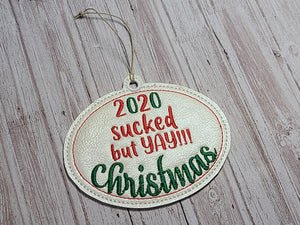 Yay Christmas! Ornament 4x4 machine embroidery design DIGITAL DOWNLOAD
