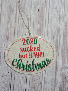 Yay Christmas! Ornament 4x4 machine embroidery design DIGITAL DOWNLOAD