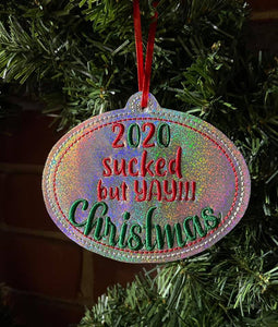 Yay Christmas! Ornament 4x4 machine embroidery design DIGITAL DOWNLOAD
