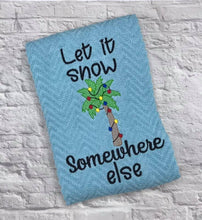 Load image into Gallery viewer, Let it snow palm tree machine embroidery design 5 sizes included DIGITAL DOWNLOAD