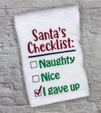 Load image into Gallery viewer, Santa&#39;s Checklist machine embroidery design 5 sizes included (INCLUDES BONUS ORNAMENT) DIGITAL DOWNLOAD