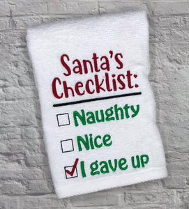 Santa's Checklist machine embroidery design 5 sizes included (INCLUDES BONUS ORNAMENT) DIGITAL DOWNLOAD