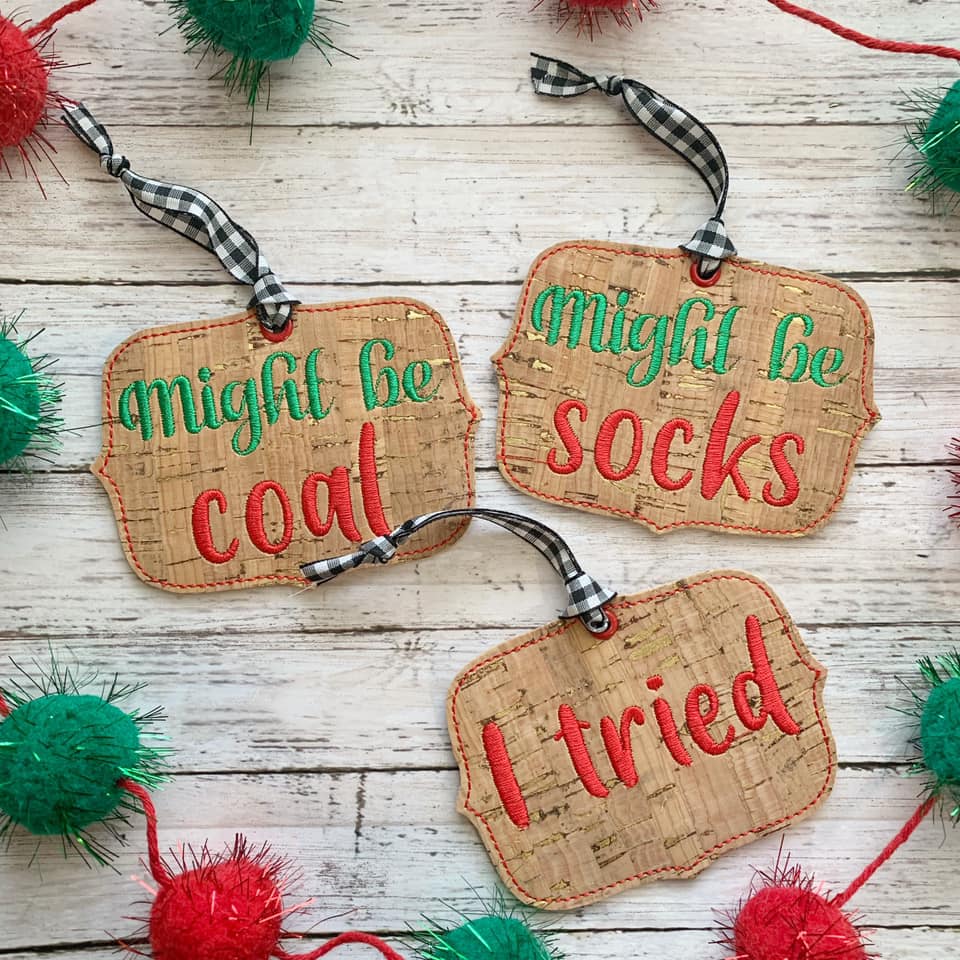 Gift Tag set (3 designs) machine embroidery design DIGITAL DOWNLOAD