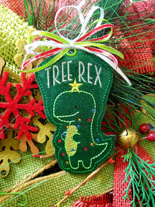 Tree Rex Ornament 4x4 machine embroidery design DIGITAL DOWNLOAD