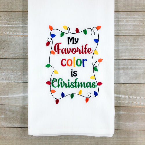 My Favorite Color is Christmas lights machine embroidery design 4 sizes included DIGITAL DOWNLOAD