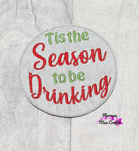 Load image into Gallery viewer, Wine Christmas Coaster Set of 4 machine embroidery designs DIGITAL DOWNLOAD