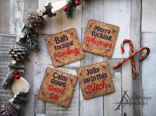 Load image into Gallery viewer, Snarky Christmas Coaster Set of 4 machine embroidery designs DIGITAL DOWNLOAD
