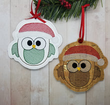 Load image into Gallery viewer, Christmas Owl Ornament machine embroidery design DIGITAL DOWNLOAD