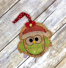 Load image into Gallery viewer, Christmas Owl Ornament machine embroidery design DIGITAL DOWNLOAD