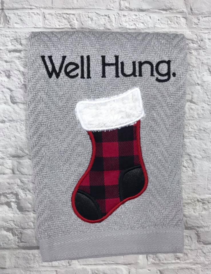 Well Hung applique machine embroidery design 5 sizes included DIGITAL DOWNLOAD