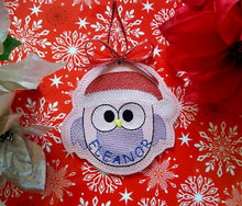 Load image into Gallery viewer, Christmas Owl Ornament machine embroidery design DIGITAL DOWNLOAD