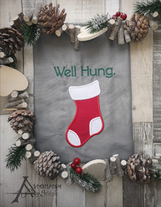 Well Hung applique machine embroidery design 5 sizes included DIGITAL DOWNLOAD