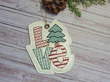 Load image into Gallery viewer, LOVE Christmas Ornament 4x4 machine embroidery design DIGITAL DOWNLOAD