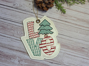 LOVE Christmas Ornament 4x4 machine embroidery design DIGITAL DOWNLOAD