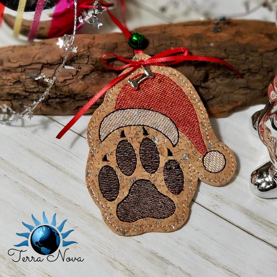 Santa Paws ornament machine embroidery design DIGITAL DOWNLOAD