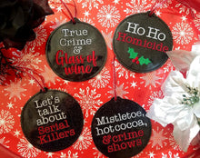 Load image into Gallery viewer, Holiday True Crime Ornament (set of 4 designs) machine embroidery design DIGITAL DOWNLOAD