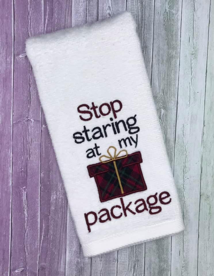 Stop Staring at my package 5 sizes included machine embroidery design DIGITAL DOWNLOAD