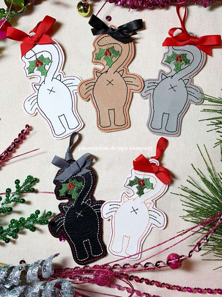 Cat Butt Ornament 4x4 machine embroidery design DIGITAL DOWNLOAD