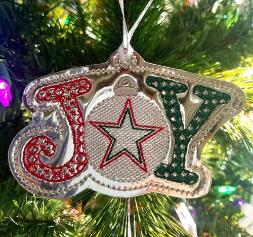 Joy Ornament 4x4 machine embroidery design DIGITAL DOWNLOAD