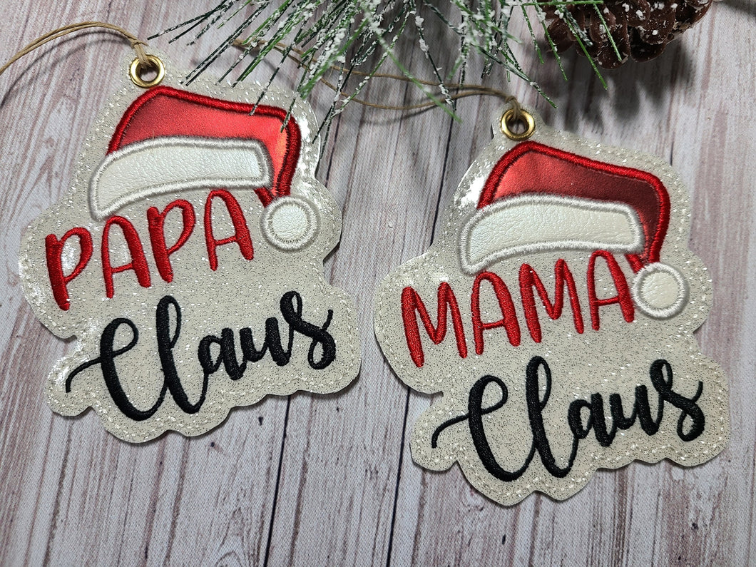 Mama & Papa Claus Applique Ornaments 4x4 machine embroidery design DIGITAL DOWNLOAD
