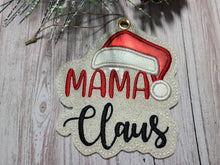 Load image into Gallery viewer, Mama &amp; Papa Claus Applique Ornaments 4x4 machine embroidery design DIGITAL DOWNLOAD