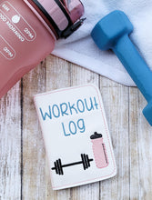 Load image into Gallery viewer, Workout Log notebook cover (2 sizes available) machine embroidery design DIGITAL DOWNLOAD
