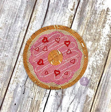 Load image into Gallery viewer, Valentines Donut Coaster machine embroidery design DIGITAL DOWNLOAD